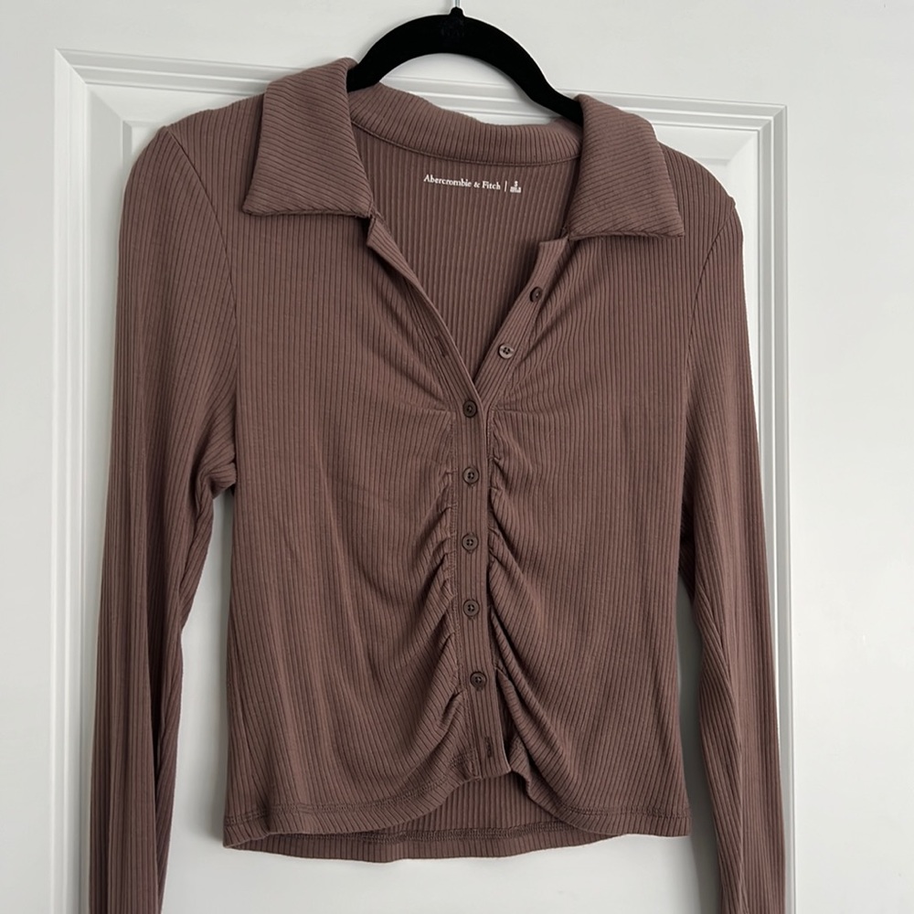 COPY - Abercrombie & Fitch taupe brown ribbed top